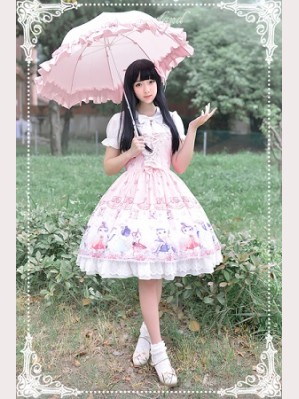 Souffle Song Chinese Walking Cat Lolita Dress JSK & Cape Set - Design 2